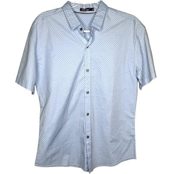 Panigi Men's Light Blue Polka Dot Short-Sleeve Shirt Size XL - Picture 2 of 8